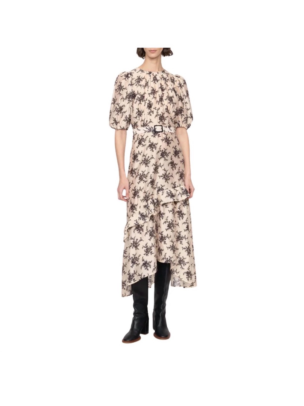See By Chloe Joan Short Sleeve Maxi Dress with Black Floral Print - Picture 8 of 16